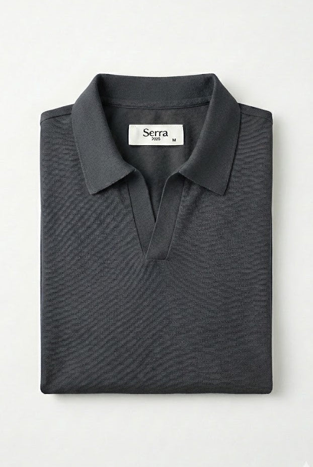 Como | Men's Buttonless Short Sleeve Cotton & Silk Polo