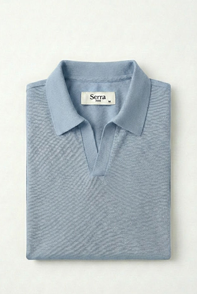 Como | Men's Buttonless Short Sleeve Cotton & Silk Polo