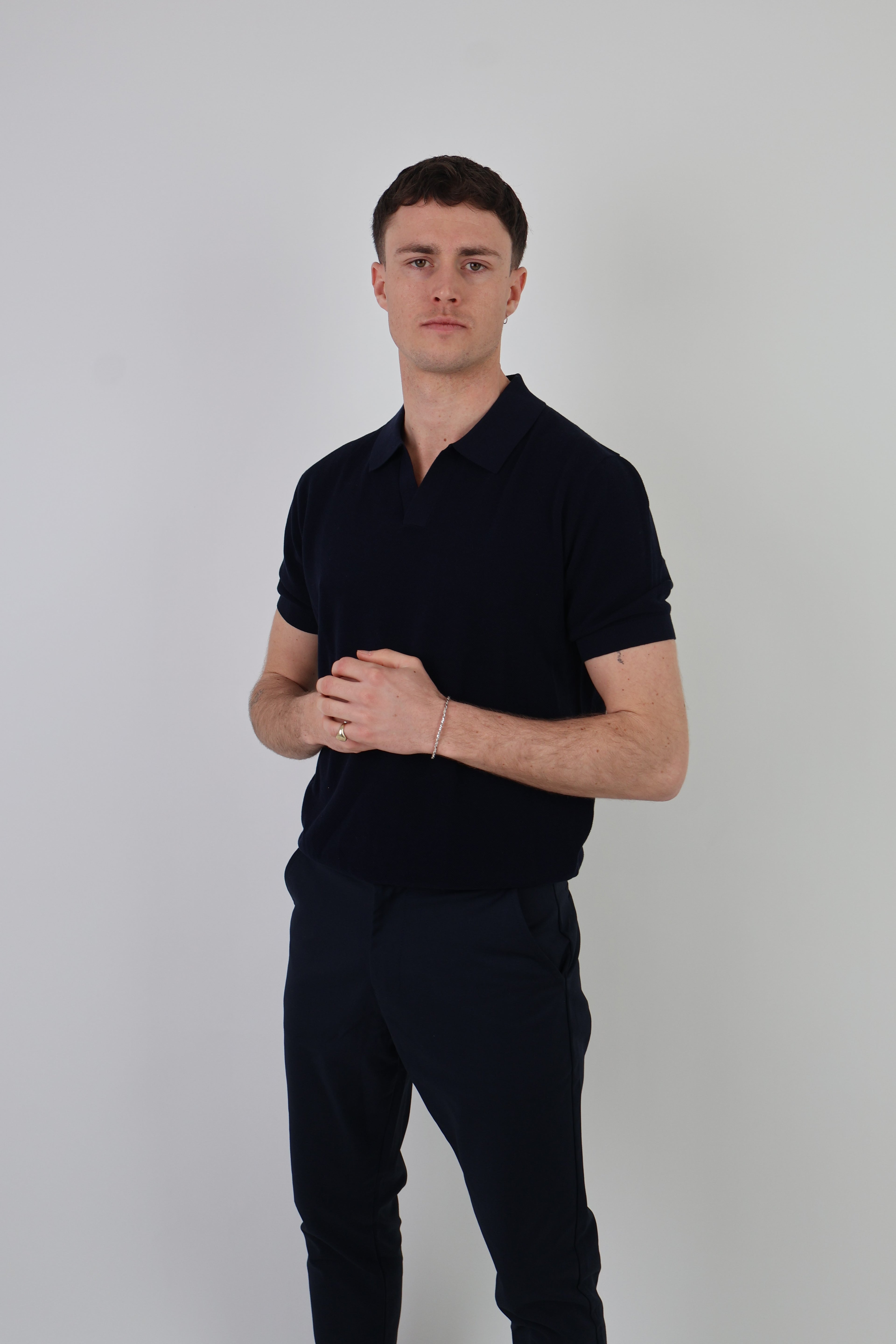 Como | Men's Buttonless Short Sleeve Cotton & Silk Polo