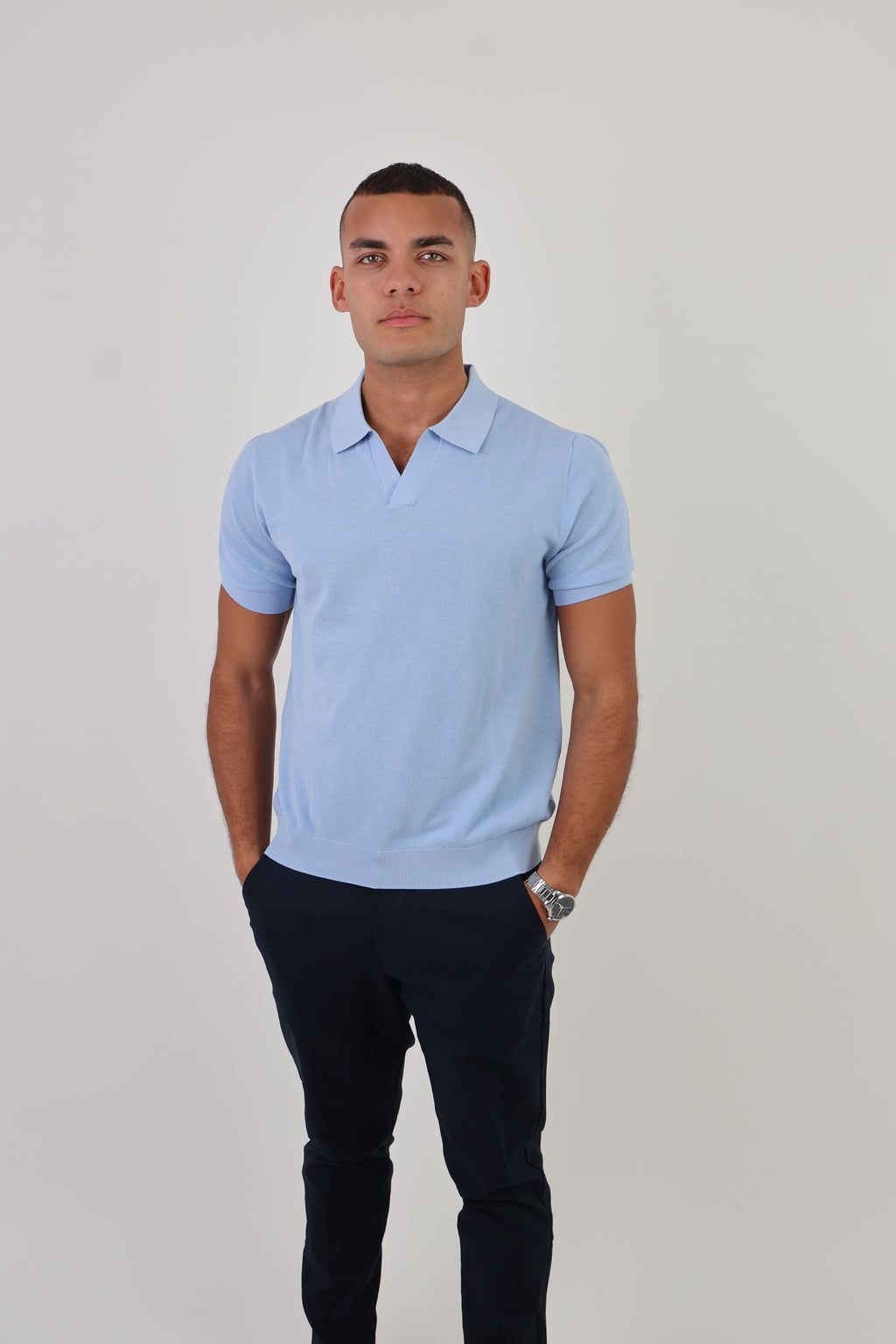 Como | Men's Buttonless Short Sleeve Cotton & Silk Polo
