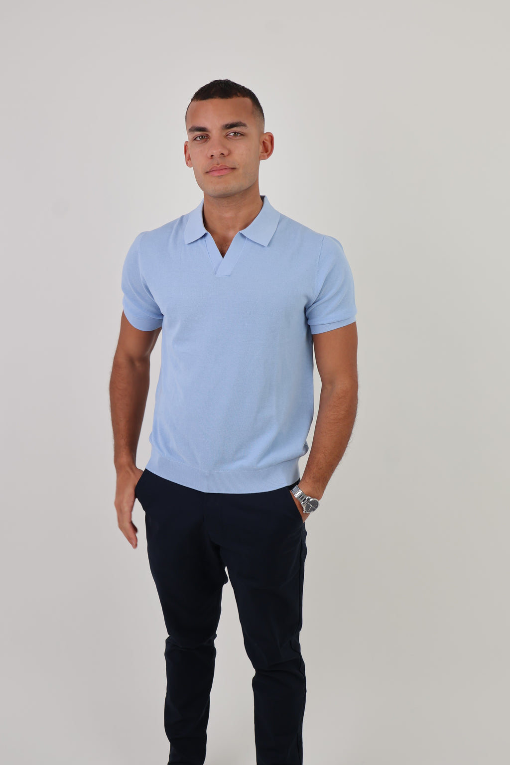 Como | Men's Buttonless Short Sleeve Cotton & Silk Polo