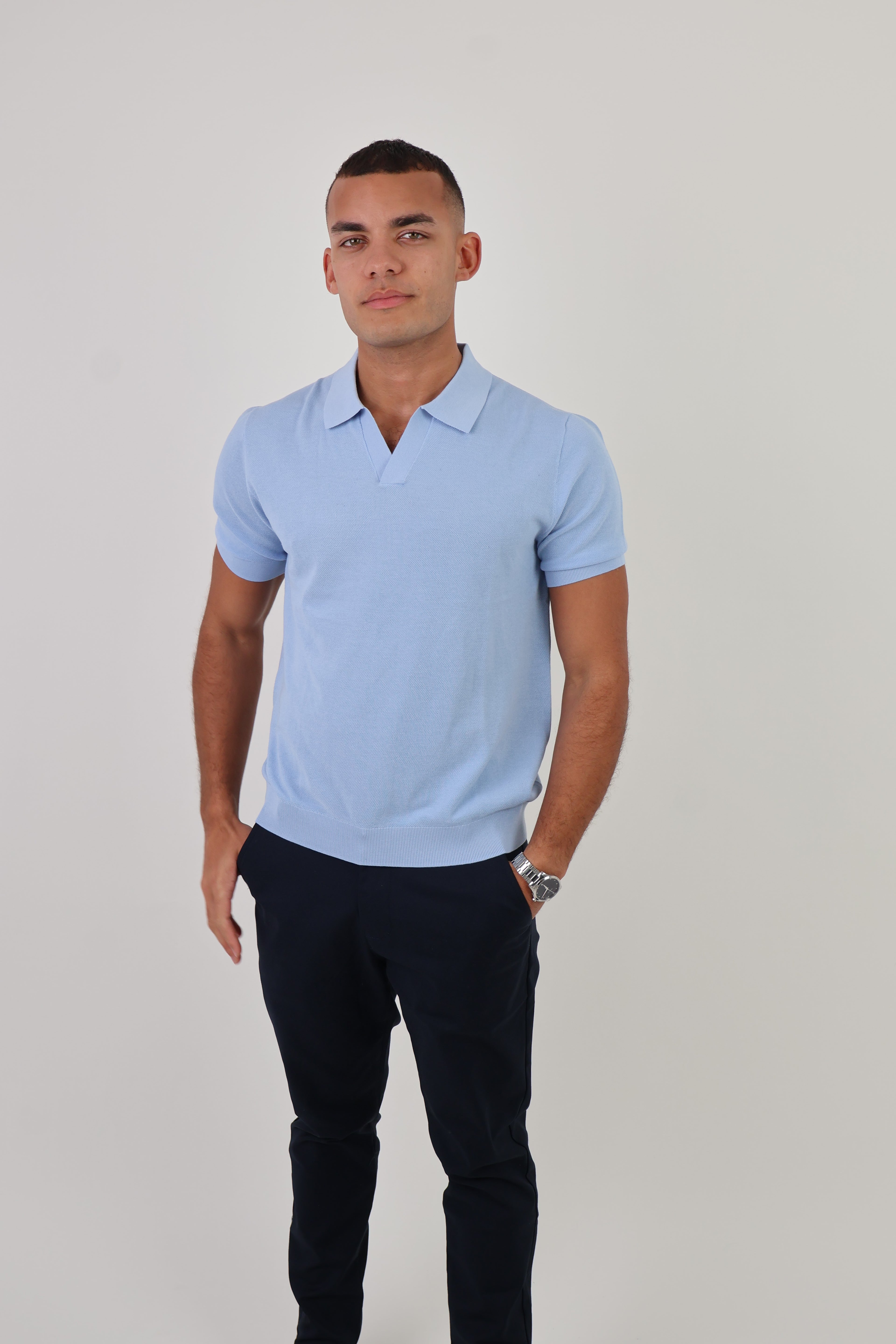 Como | Men's Buttonless Short Sleeve Cotton & Silk Polo