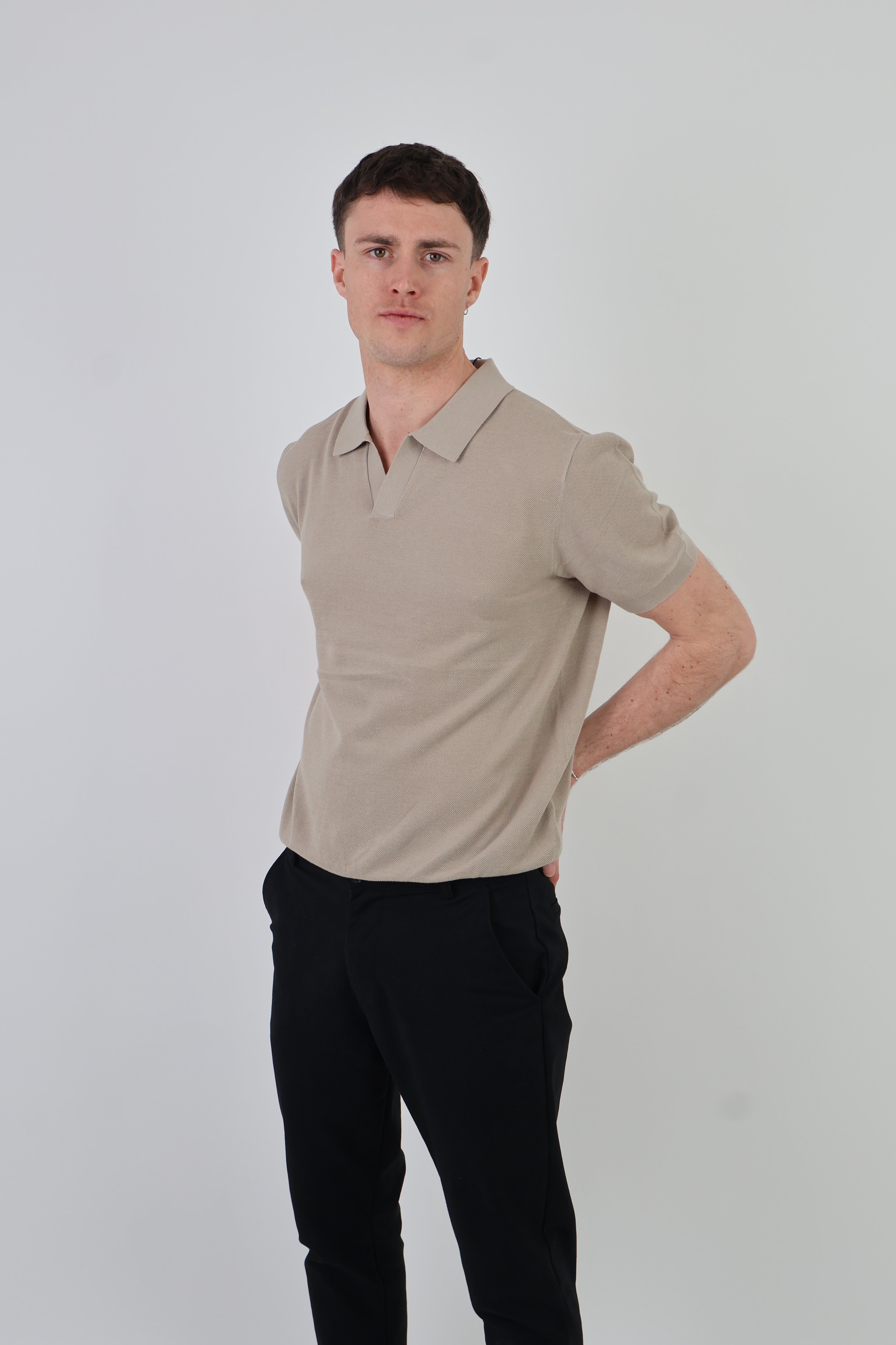 Como | Men's Buttonless Short Sleeve Cotton & Silk Polo
