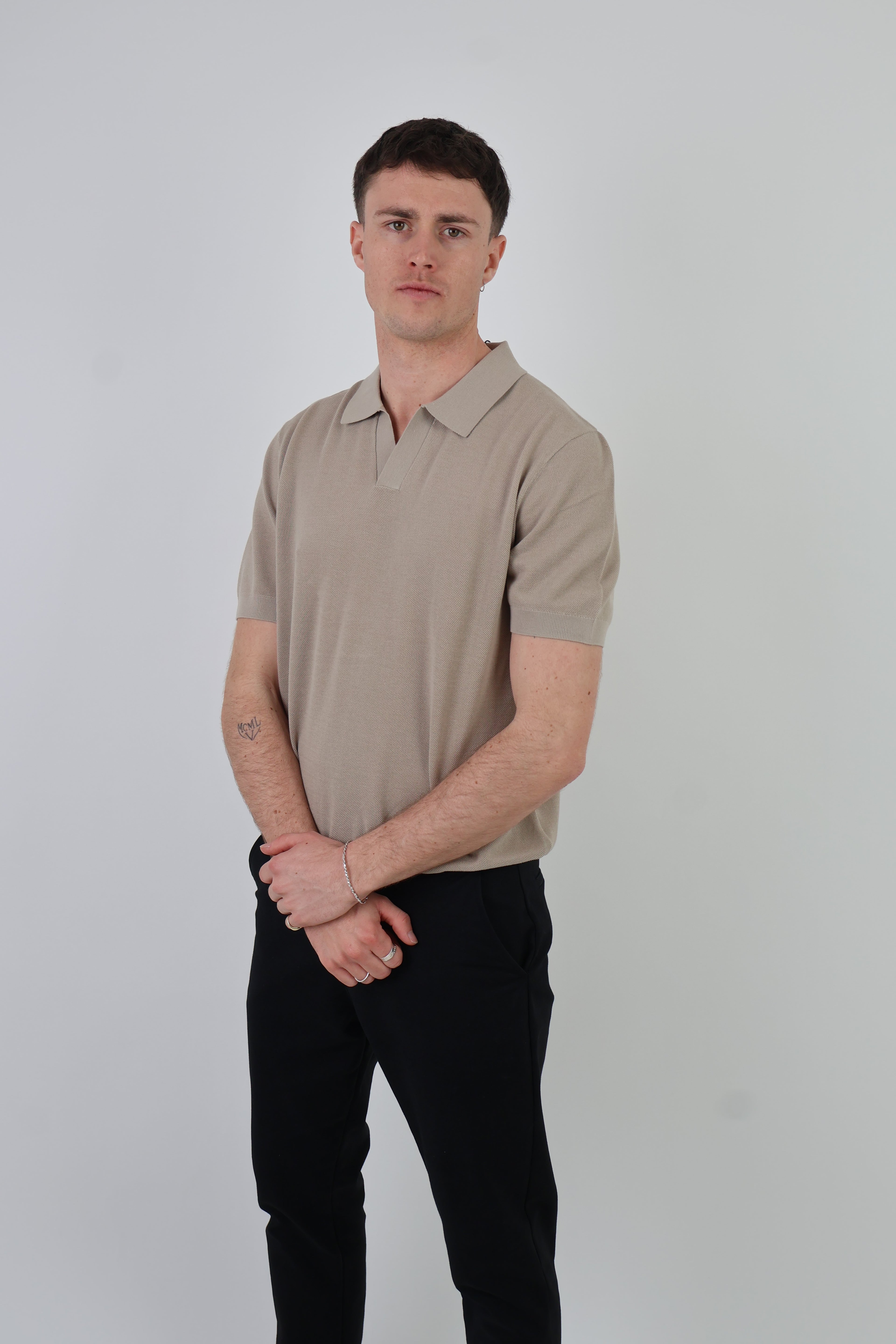 Como | Men's Buttonless Short Sleeve Cotton & Silk Polo