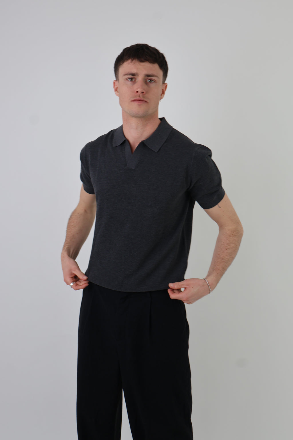 Como | Men's Buttonless Short Sleeve Cotton & Silk Polo