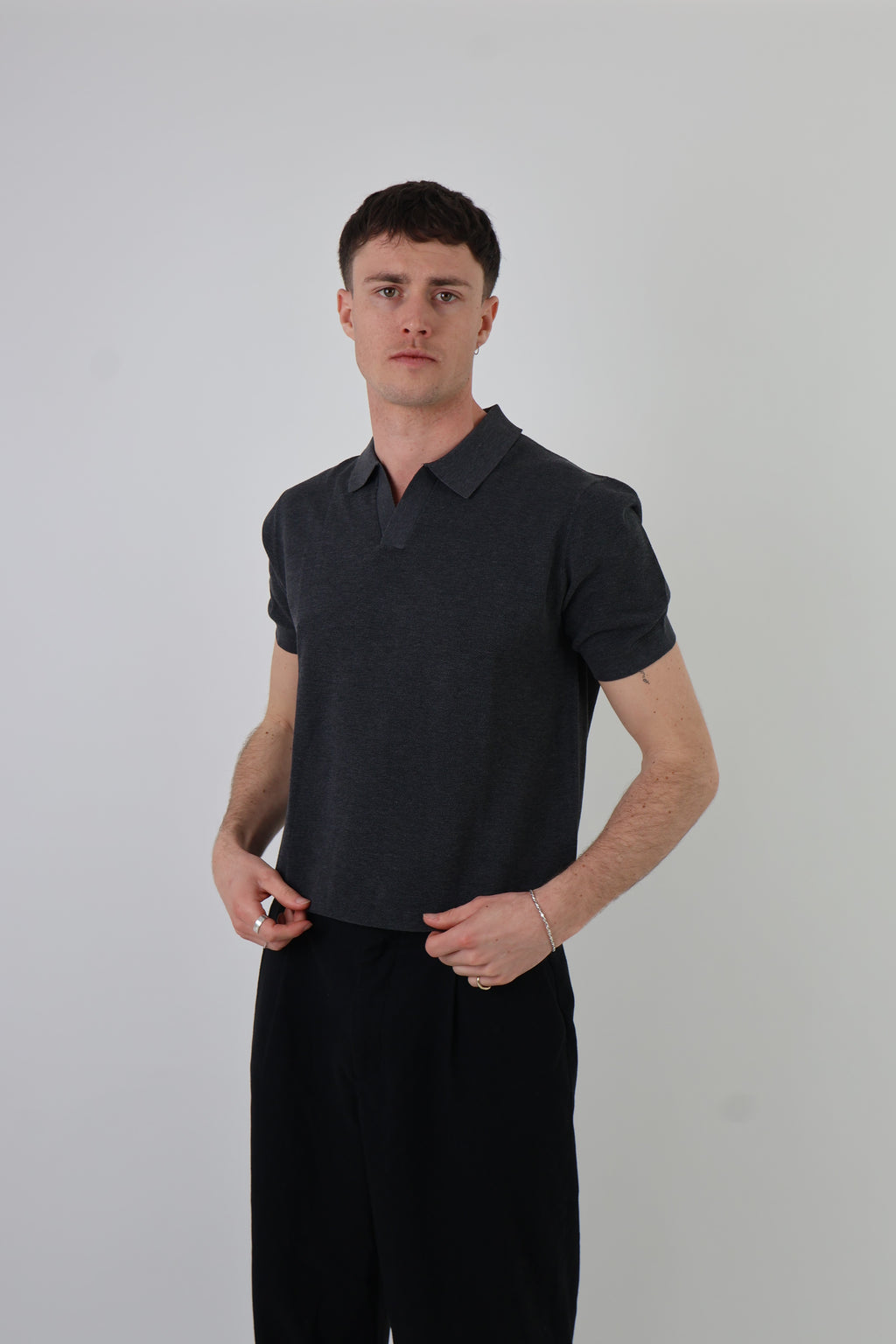 Como | Men's Buttonless Short Sleeve Cotton & Silk Polo