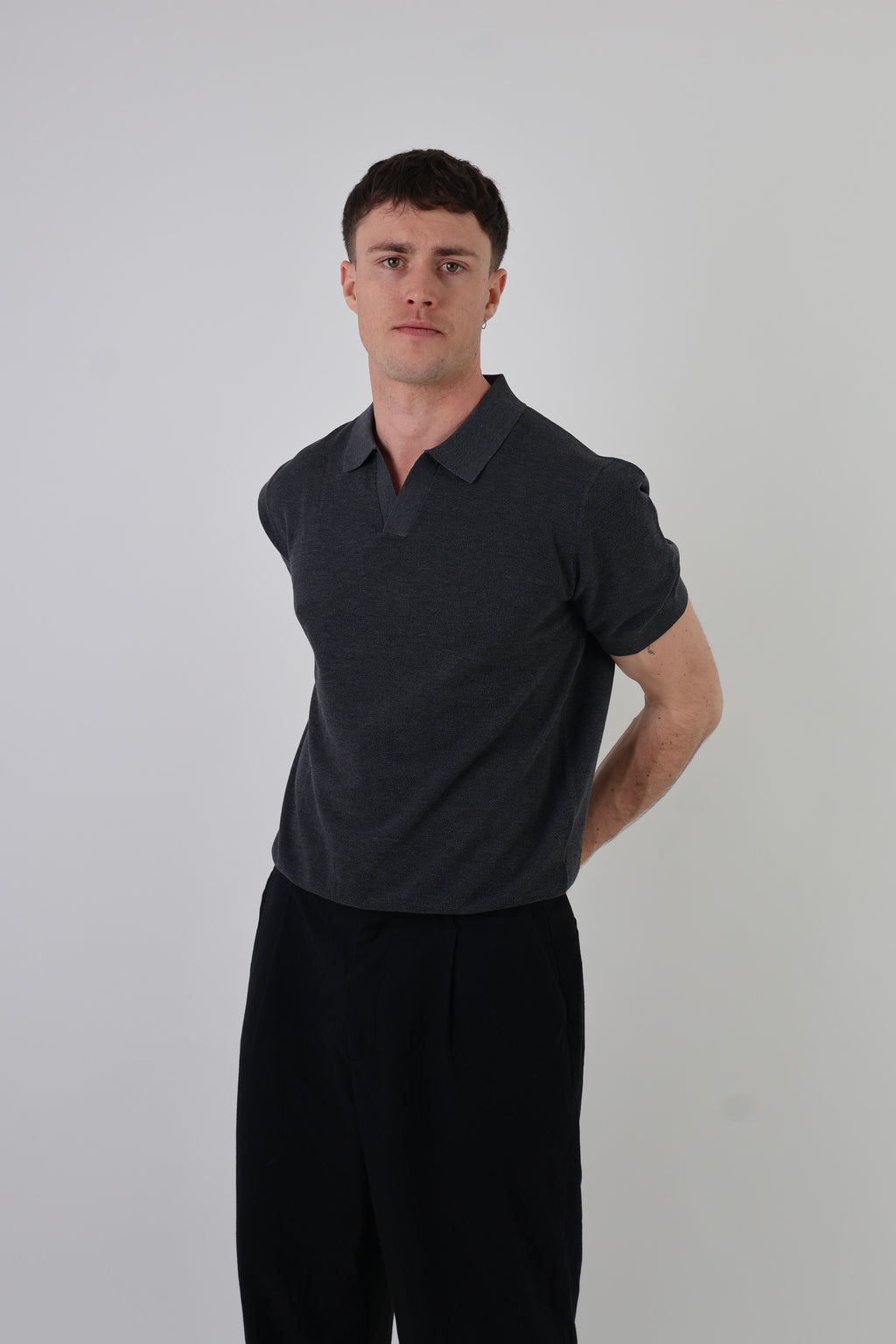 Como | Men's Buttonless Short Sleeve Cotton & Silk Polo