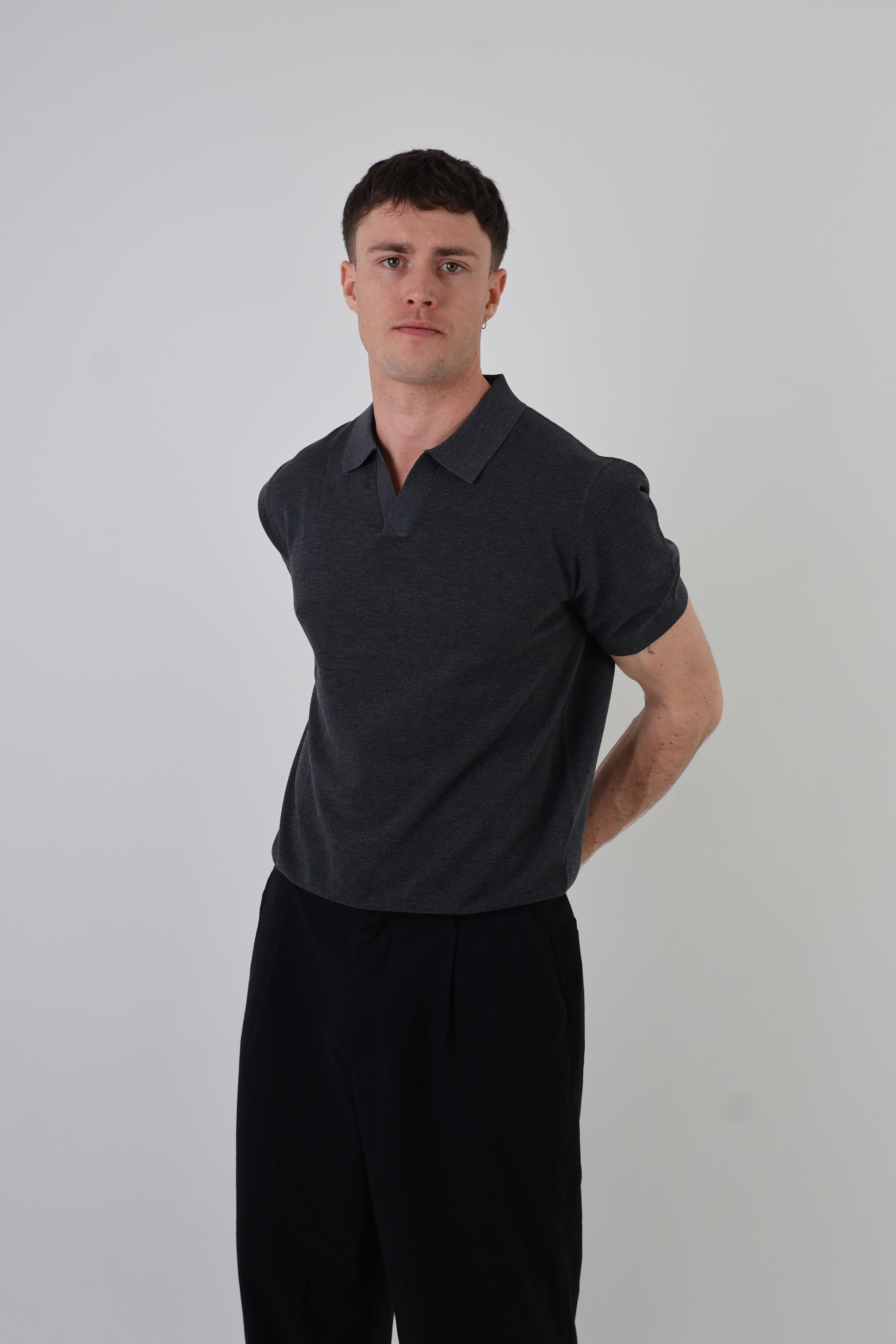 Como | Men's Buttonless Short Sleeve Cotton & Silk Polo