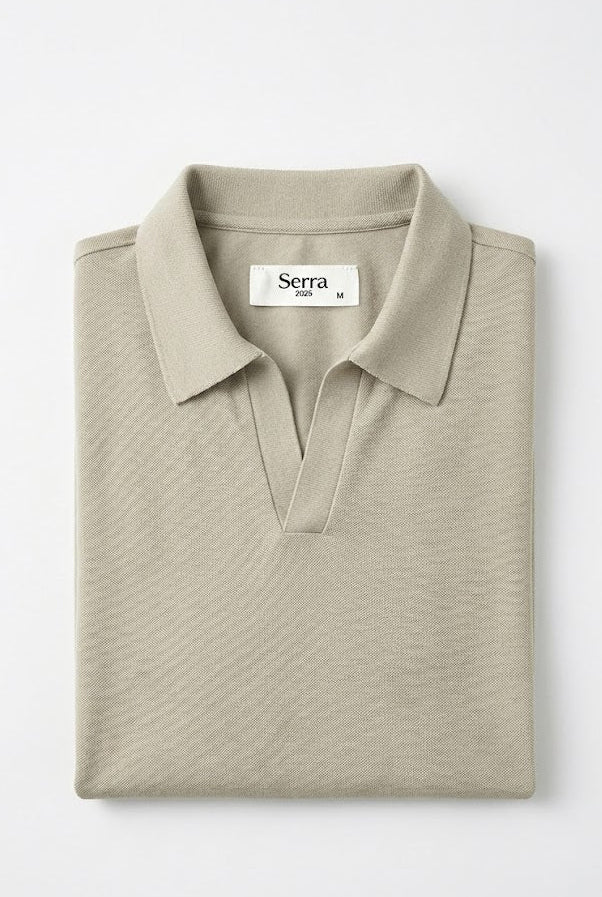 Como | Men's Buttonless Short Sleeve Cotton & Silk Polo