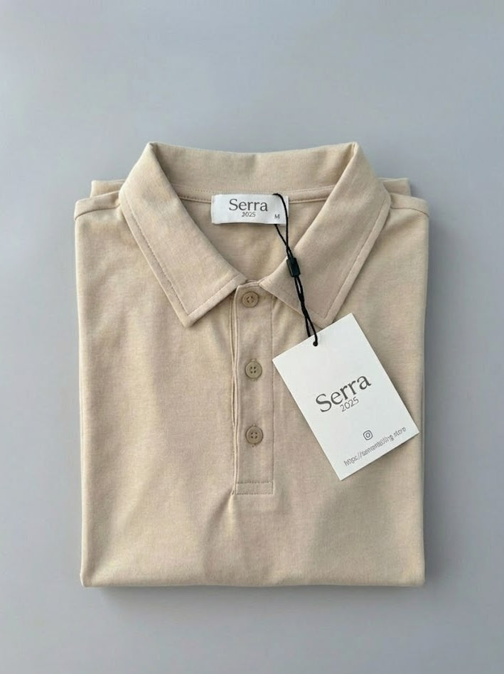 Pisa | Cotton Long Sleeve Slim Fit Polo Shirt Grey