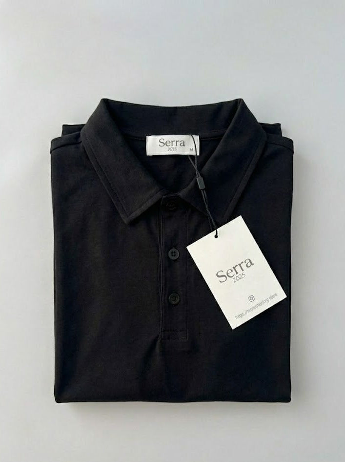 Pisa | Cotton Long Sleeve Slim Fit Polo Shirt Grey