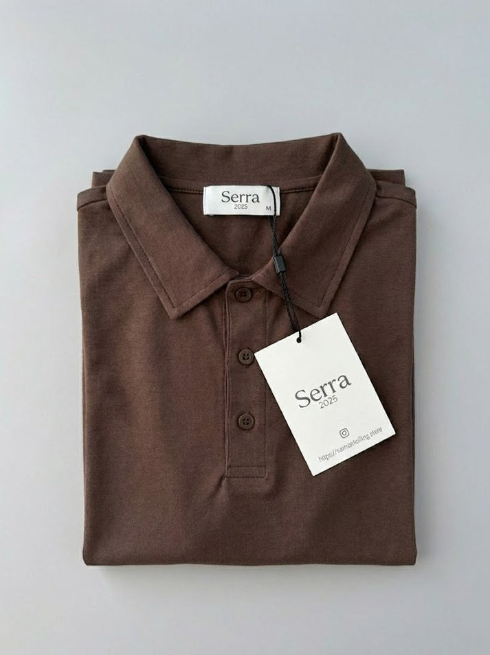 Pisa | Cotton Long Sleeve Slim Fit Polo Shirt Black