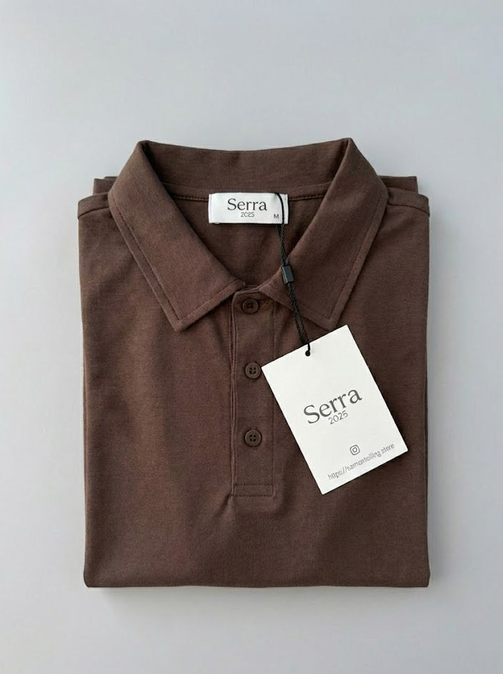 Pisa | Cotton Long Sleeve Slim Fit Polo Shirt Grey