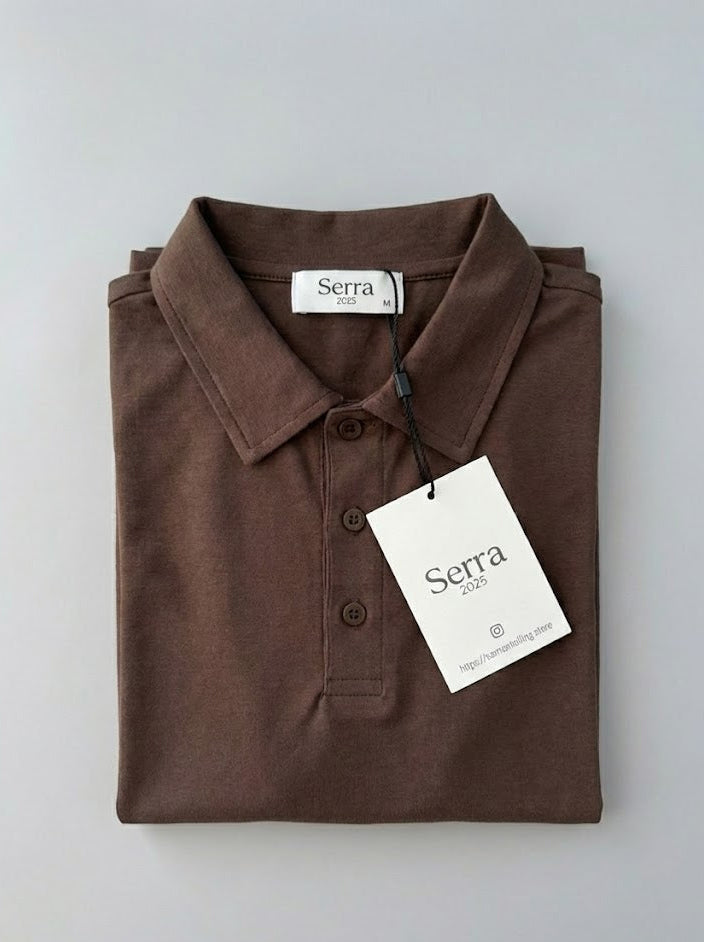 Pisa | Cotton Long Sleeve Slim Fit Polo Shirt Navy