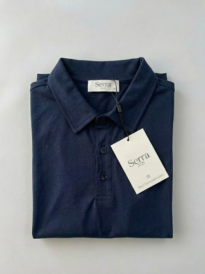 Pisa | Cotton Long Sleeve Slim Fit Polo Shirt Brown