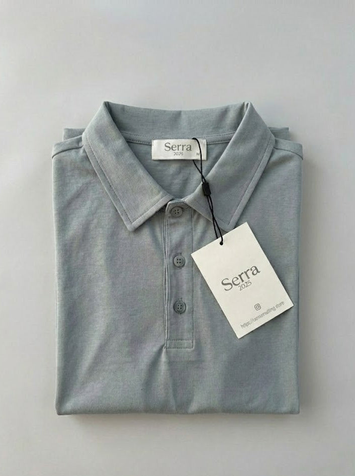 Pisa | Cotton Long Sleeve Slim Fit Polo Shirt Navy