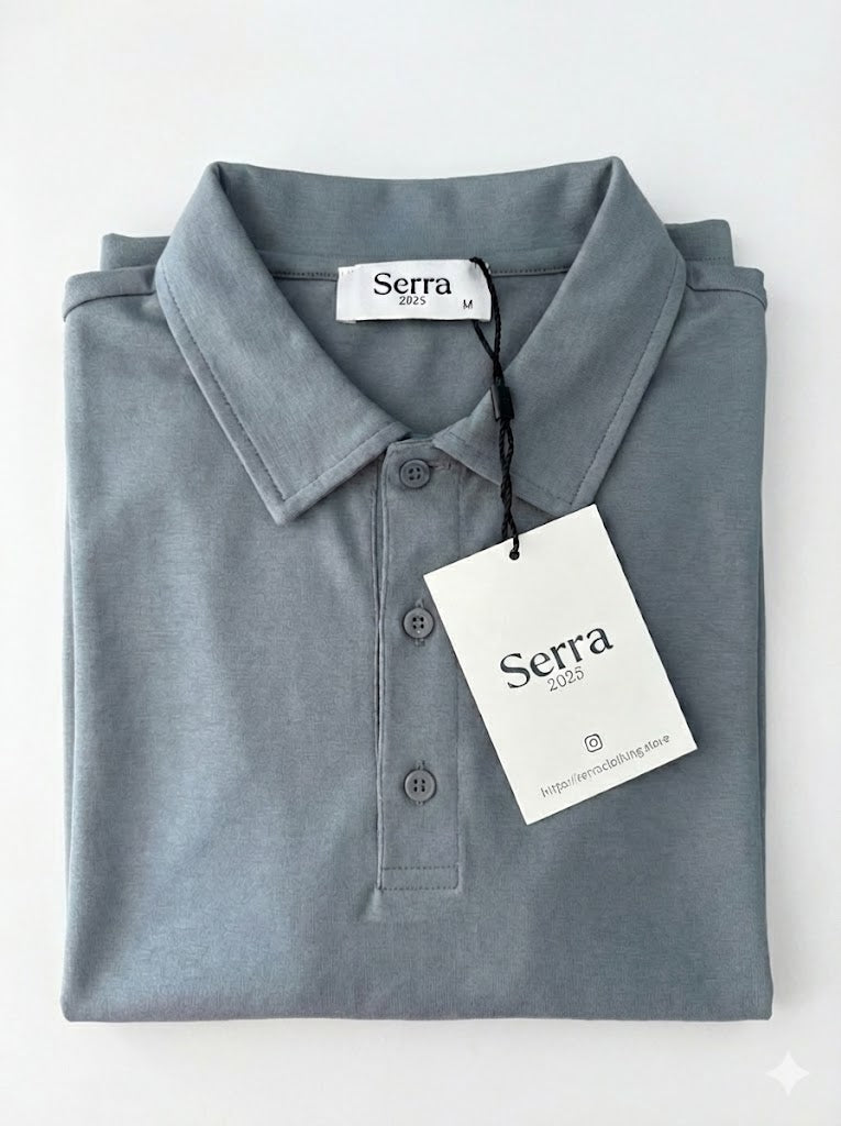 Pisa | Cotton Long Sleeve Slim Fit Polo Shirt Beige