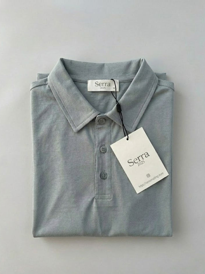 Pisa | Cotton Long Sleeve Slim Fit Polo Shirt Brown