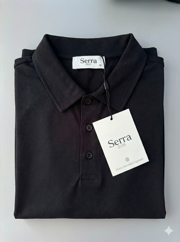 Pisa | Cotton Long Sleeve Slim Fit Polo Shirt Beige