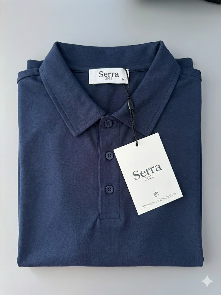 Pisa | Cotton Long Sleeve Slim Fit Polo Shirt Beige